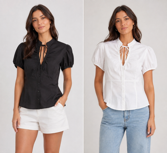 Q25193 - LEMON TIE NECK TOP