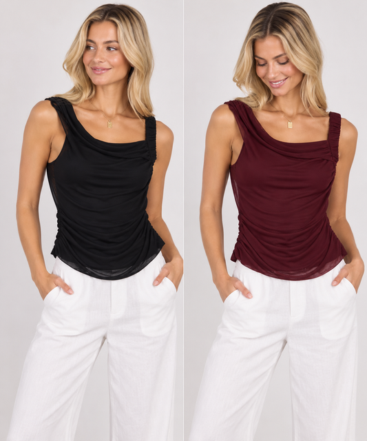 K3052/O RUSHED COTTON TOP