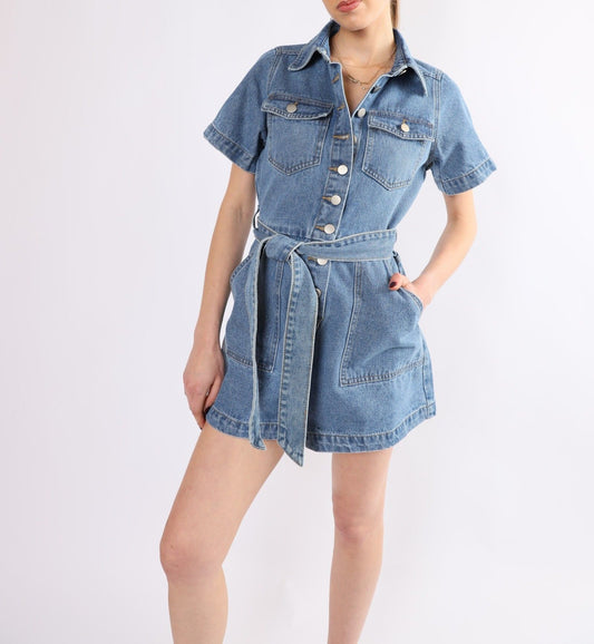 VX23027/O DENIM PLAYSUIT