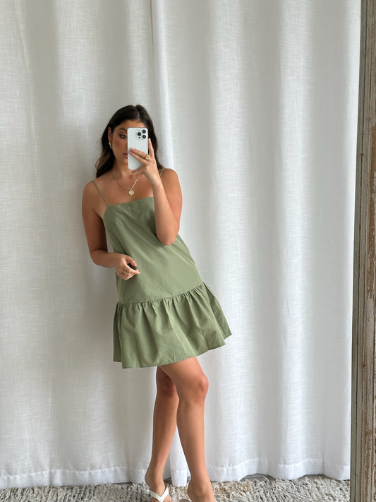 W201692-1 MINI DRESS KHAKI /H