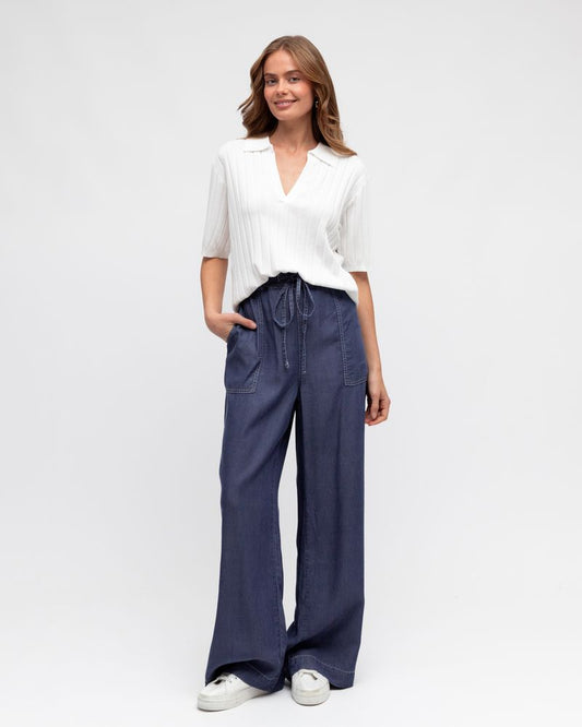 LOL70776/O KNIT V NECK COLLAR TOP