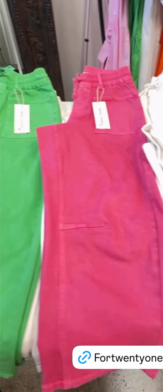 HOT PINK & GREEN PDN80MJ LEO BARREL JEANS (10)