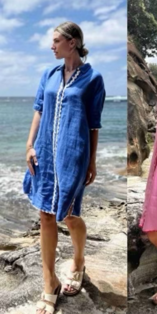 WY-1448/ -Isabel button through linen dress