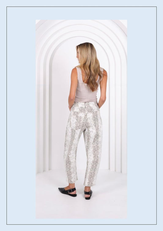 SNAKE PRINT PDN80MJ LEO BARREL JEANS