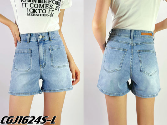 CGJ1624 - TWO POCKET DENIM SHORTS - DENIM