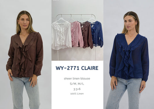 WY-2771/O Claire sheer linen blouse