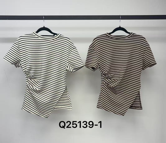 Q25139-1 STRIPE ANGLED TEE