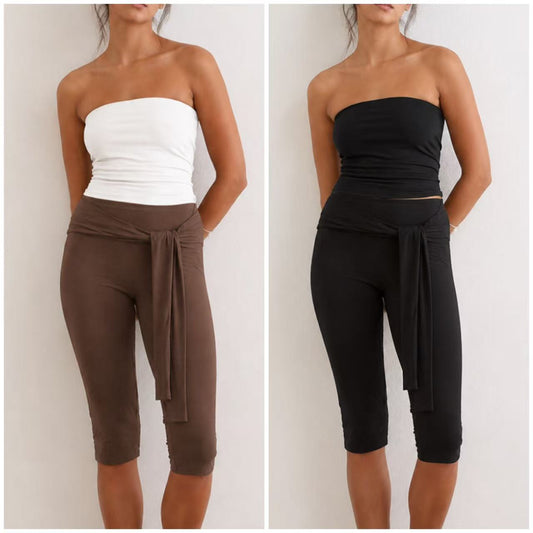 K2995/O 3/4 JERSEY PANT WITH TIE BELT