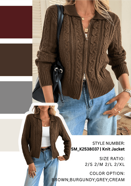 SM_K2538037/O ZIP UP KNIT CARDI