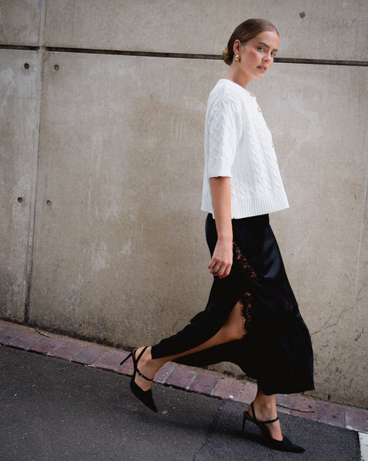 TF10229 / H  LACE SATIN SKIRT