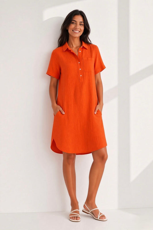 S27D42LE/O KARINA DRESS - orange & beige stripe