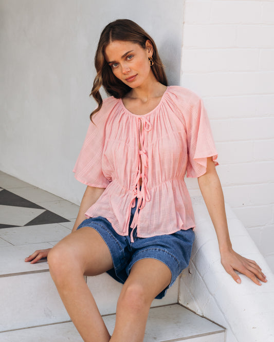 LOL22293/O TIE UP BLOUSE