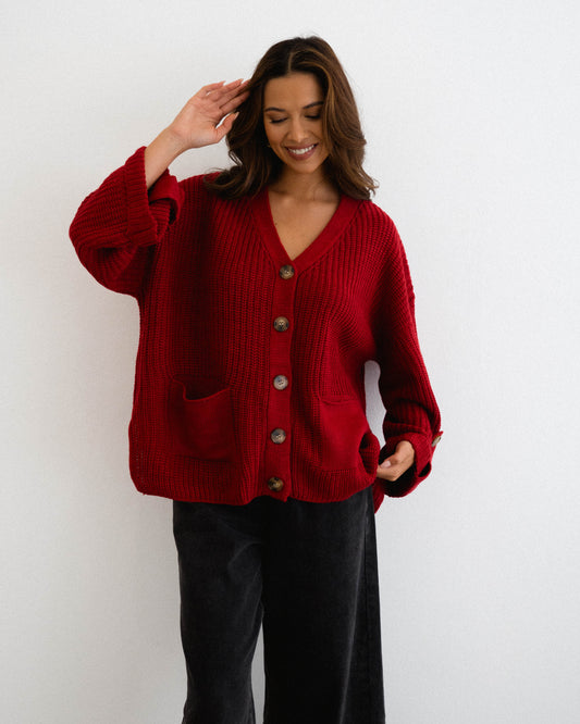 LOL70304/O KNIT CARDI BIG POCKETS