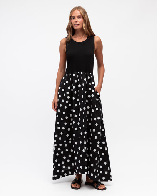 LOL70662-1/O KNIT TANK SWING POLKA DOT DRESS