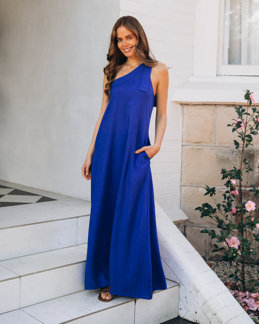 LOL70672-1/O COLOURWAVE PLAIN ONE SHOULDER MAXI DRESS