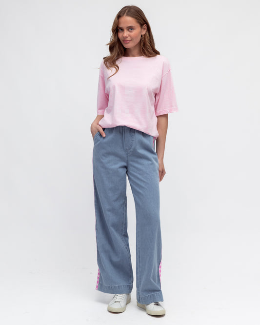 LOL70806/O LUNA DENIM WITH PINK HEARTS