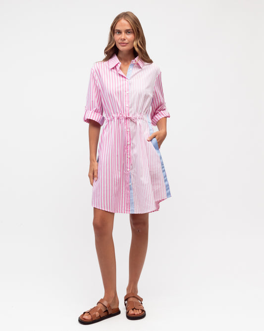 LOL70930/O STRIPE SHIRT DRESS