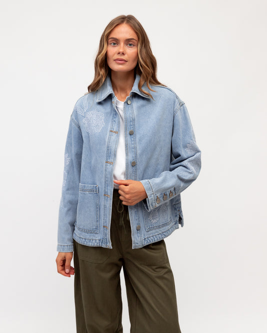 LOL70953/O DENIM EMBROIDERED JACKET