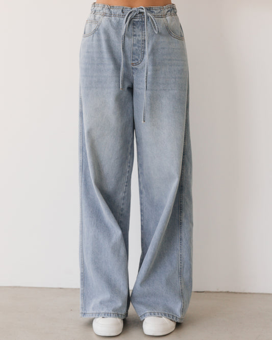 LOL70968/O TIE WAIST DENIM PANT