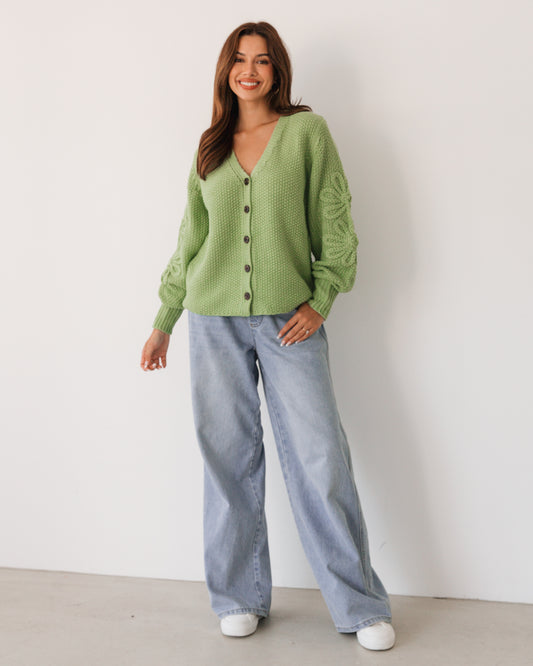 LOL70977/O FLOWER DETAILS CARDI