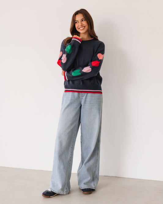 LOL70978/O HEART SLEEVE KNIT