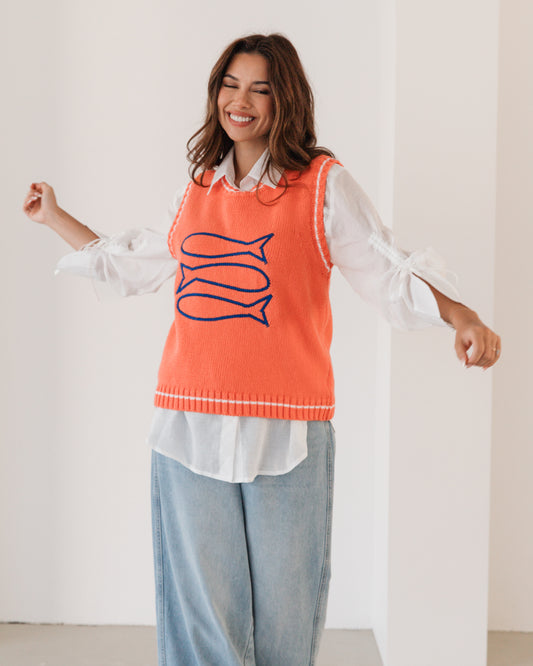 LOL71031/O SARDINES EMBROIDERED KNIT TOP
