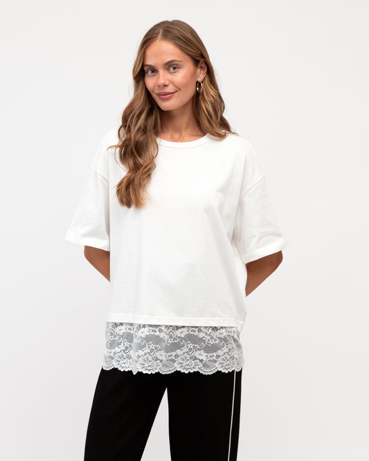 LOL71151/O TEE WITH LACE TRIM DETAIL