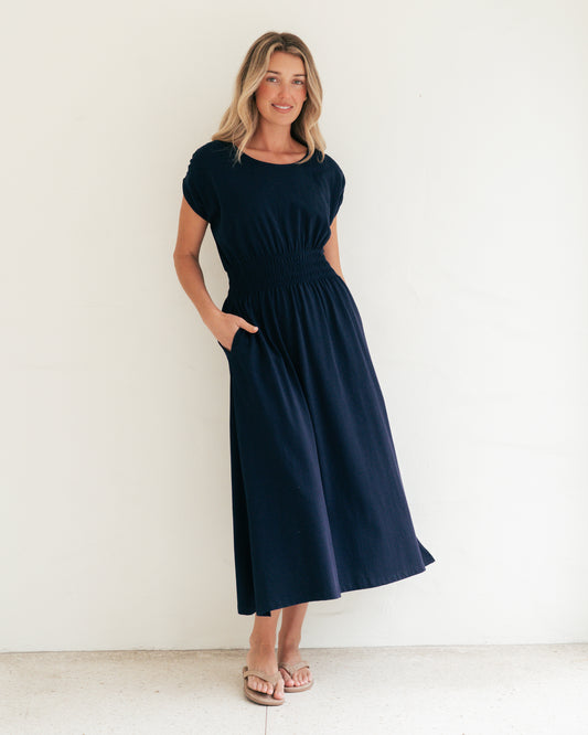 LOL71175/O SHIRRED WASIT MAXI