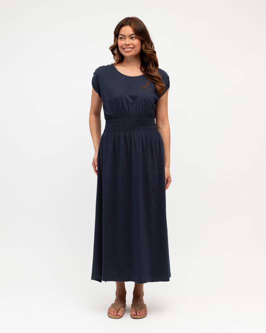 LOL71175/O SHIRRED WASIT MAXI