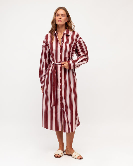 LOL71182/O CONTRAST STRIPE SHIRT DRESS