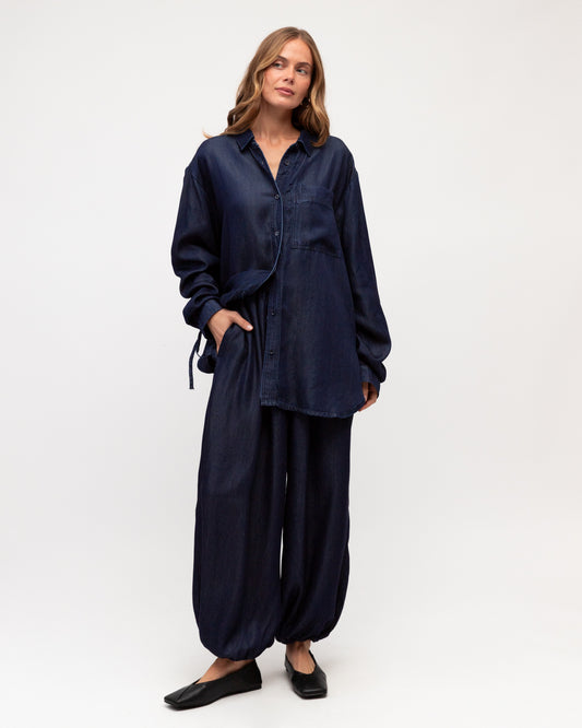 LOL71196/O GATHERED SLEEVE SHIRT