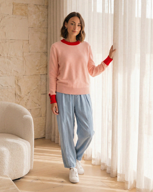 LOL71218/O PAINT ME PINK LONG SLEEVE KNIT