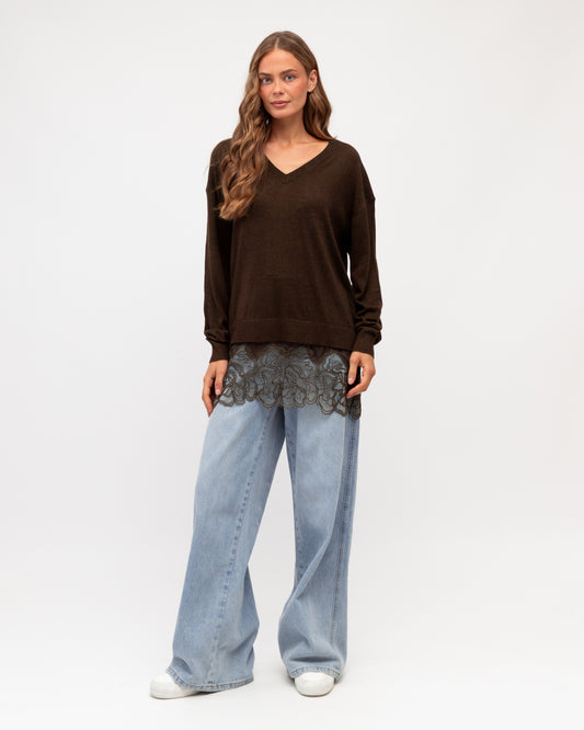LOL71221/O LACE HEM KNIT