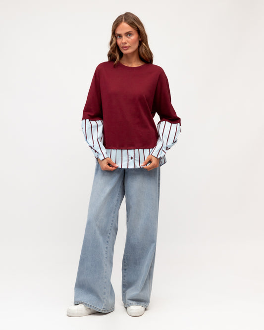 LOL71239-1/O LAYERED TEE STRIPE SHIRT