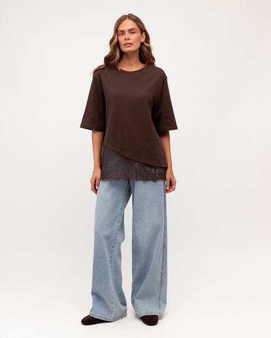 LOL71244/O LACE HEM TEE