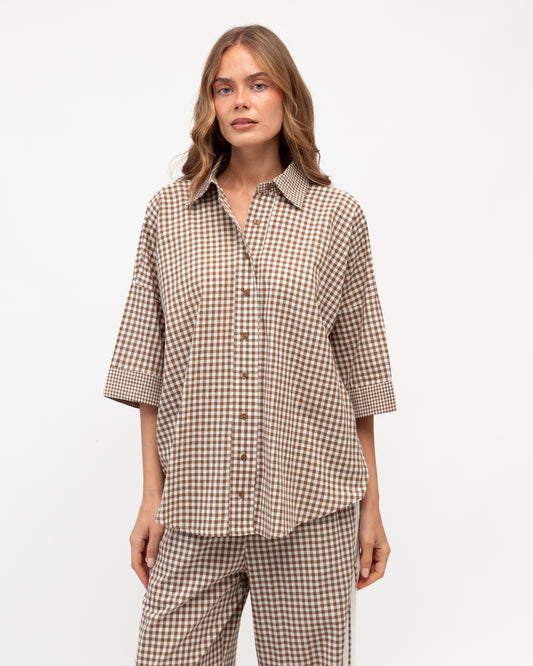 LOL71247/O OVERSIZED GINGHAM SHIRT