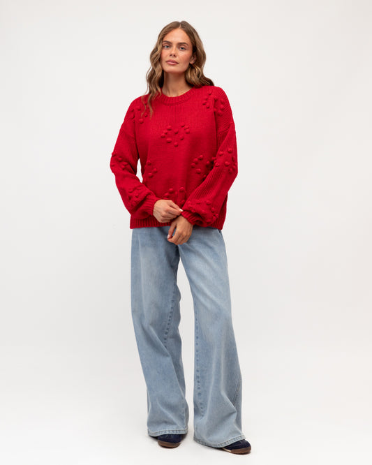 LOL71299/O SWEET HEART BOBBLE SWEATER
