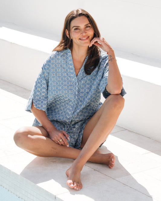 LOL71316/O - BELLA 3/4 SLEEVE BRODERIE SHIRT