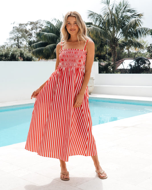 LOL71342/O - SADIE STRIPE MIDI DRESS