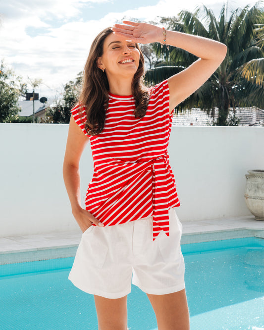 LOL71375/O MARINIERE TIE FRONT TOP