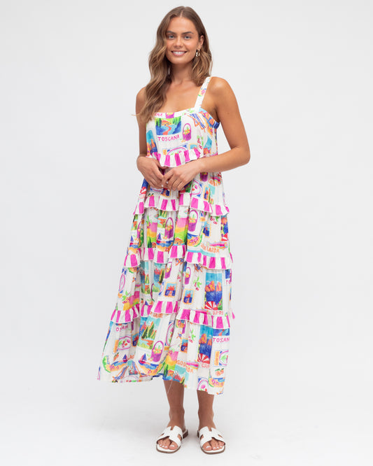 LOLE70223/H MAXI RUFFLE DRESS