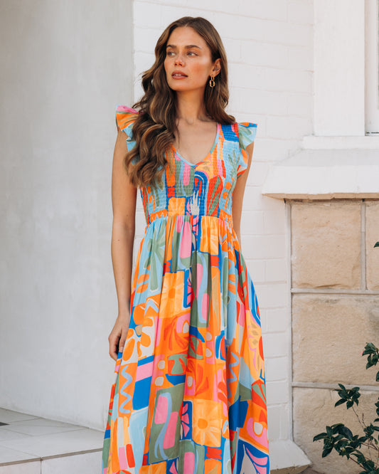 LOLE70559/O COLOURWAVE MAXI DRESS