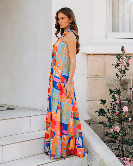LOLE70672/O COLOURWAVE ONE SHOULDER MAXI DRESS