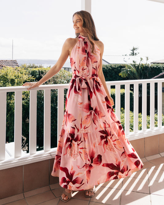 LOLE70763/O BLUSH LILLY HIGH NECK MAXI