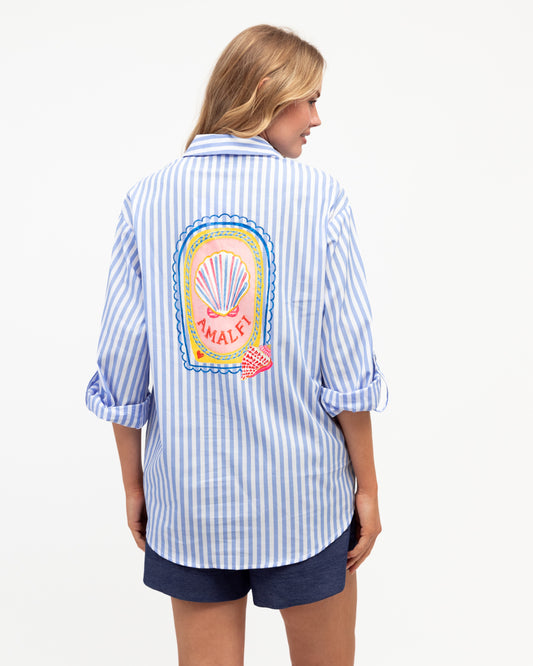 LOLE71369/O - AZURE WEEKEND PRINTED STRIPE