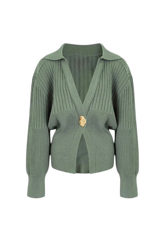 LW530  WESTWOOD DEEP V GOLD BUTTON KNIT CARDI