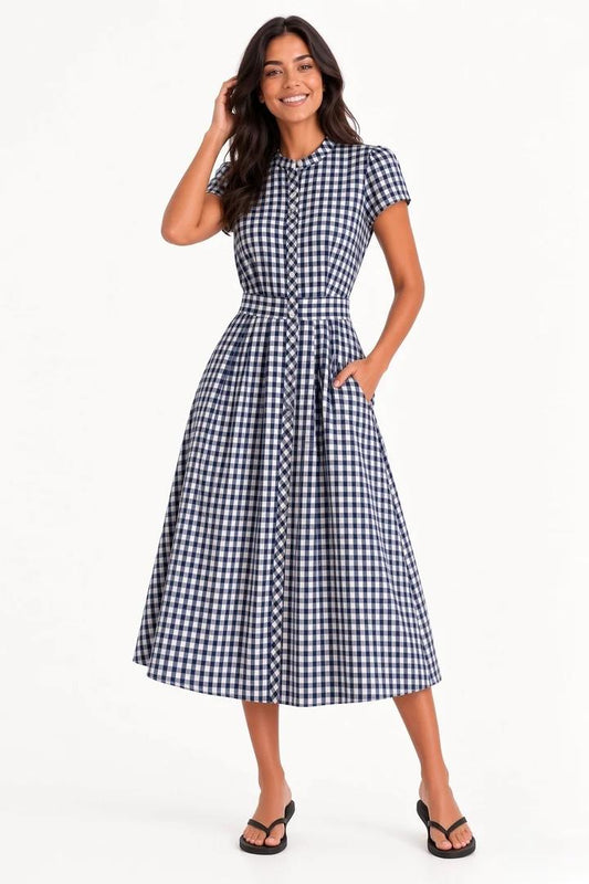 S27D23LE/O LYRA DRESS BLUE GINGHAM