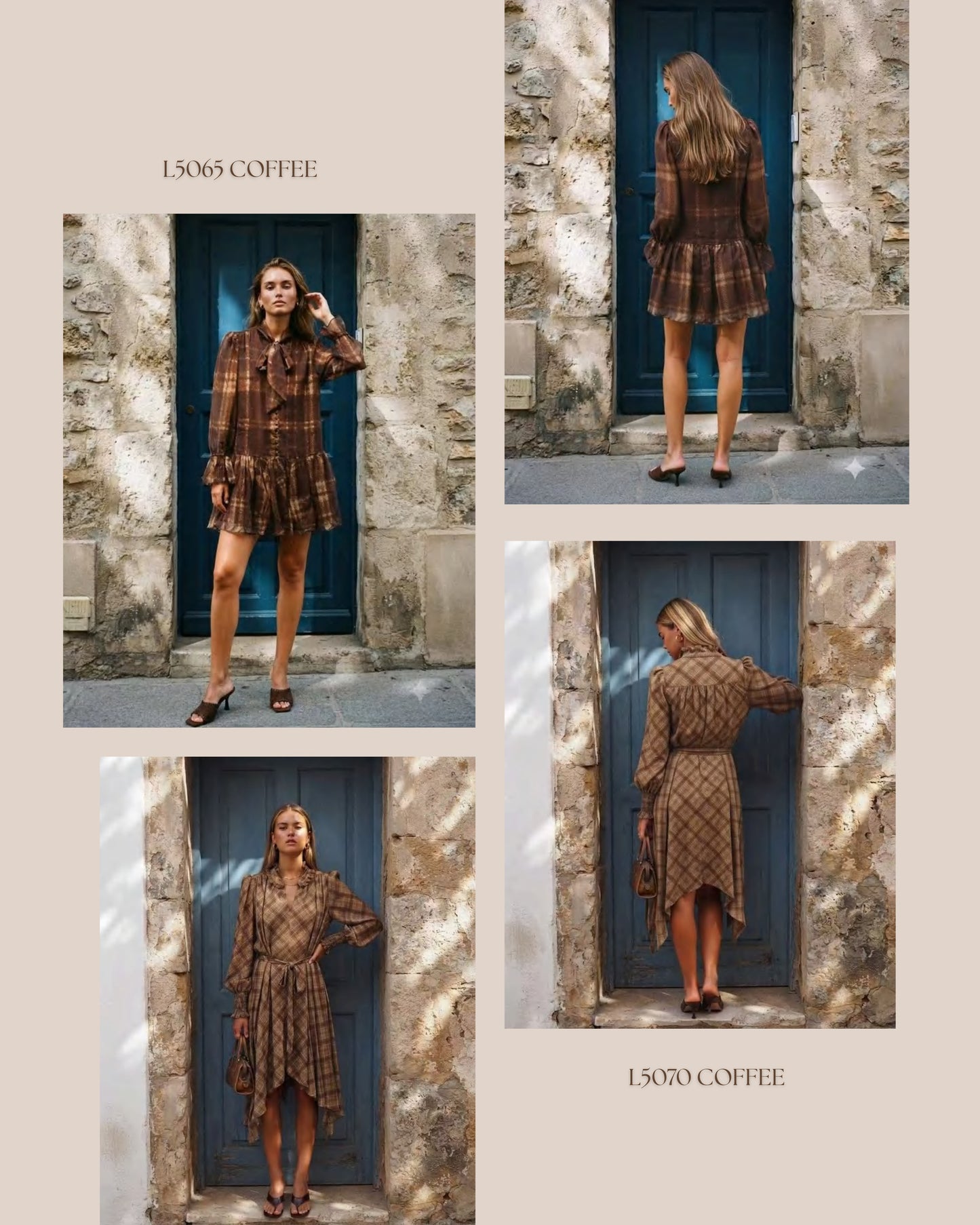 L5065/O FRILL CHECK DRESS