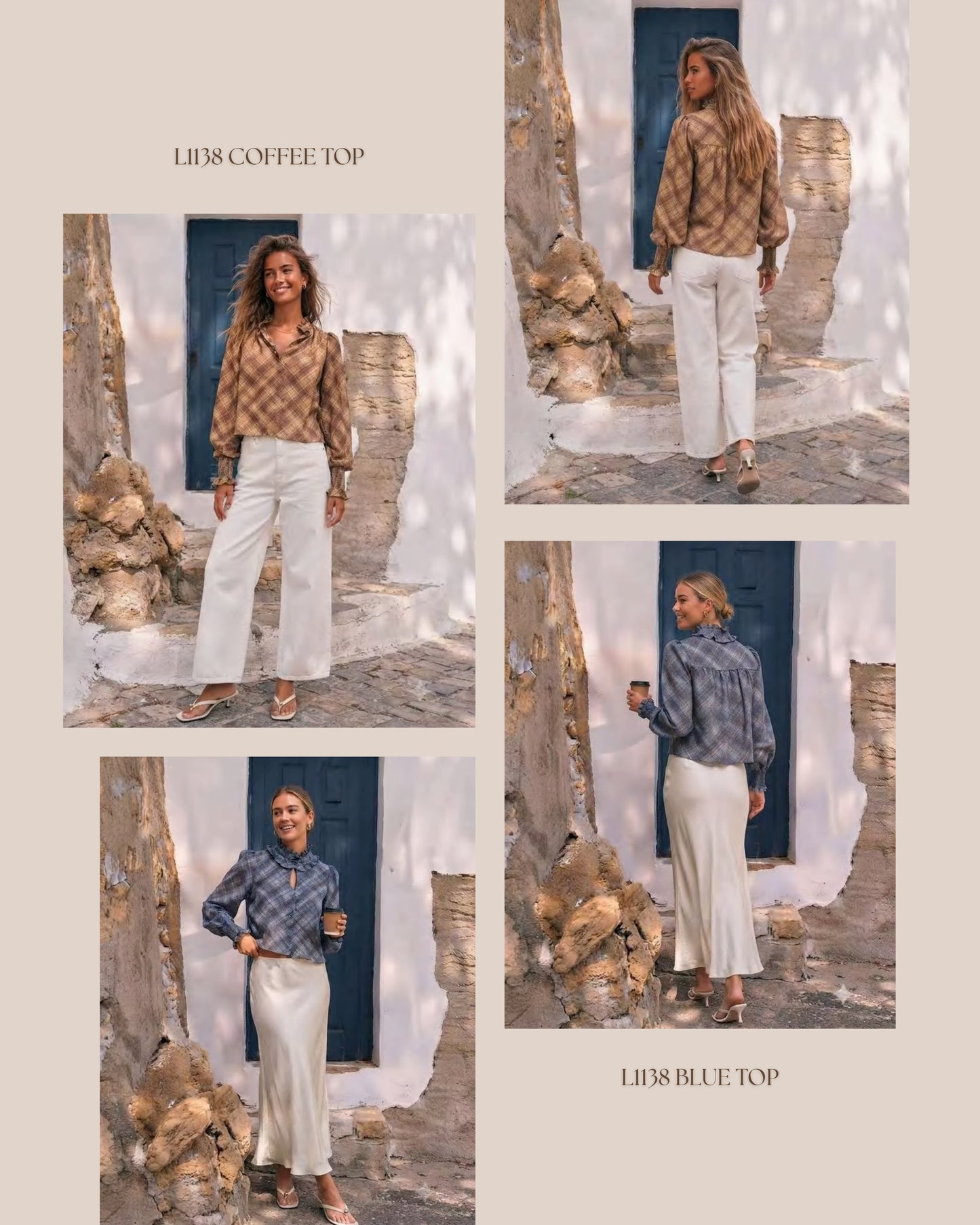 L1138/O CHECK BLOUSE