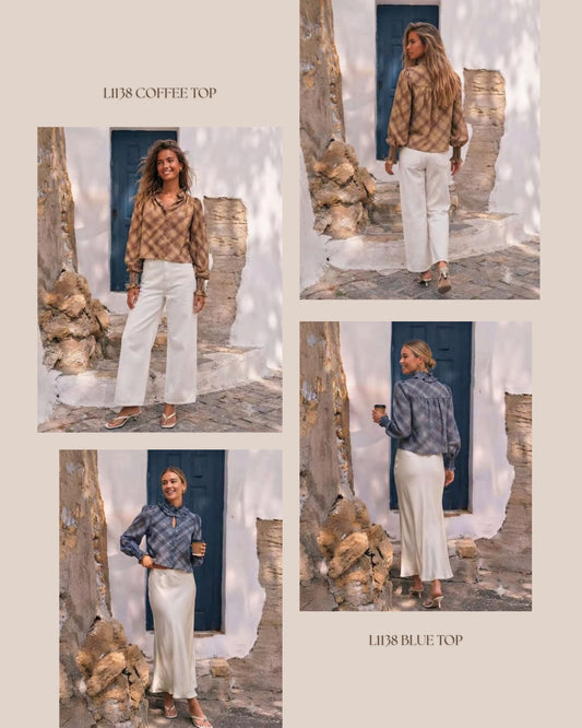 L1138/O CHECK BLOUSE